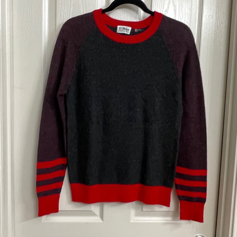 27 Miles Black and Red Crewneck Sweater